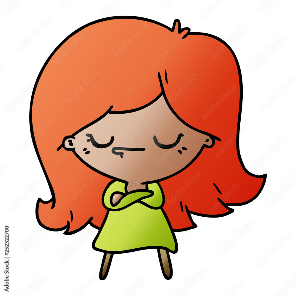 gradient cartoon of cute kawaii girl gradient cartoon of cute kawaii girl