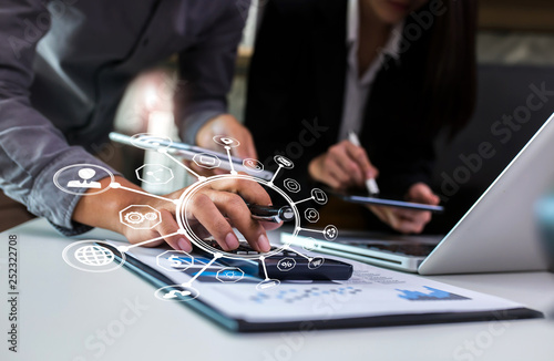 businessman working on tablet computer