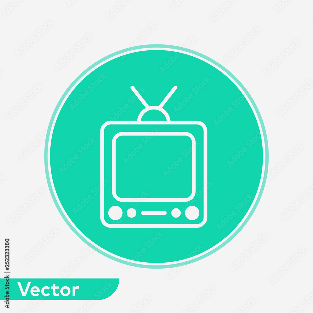 Retro television vector icon sign symbol Retro television vector icon sign symbol