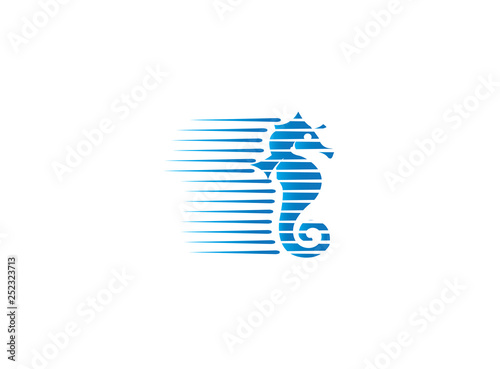 seahorse a small marine fish with segmented bony armor for logo design