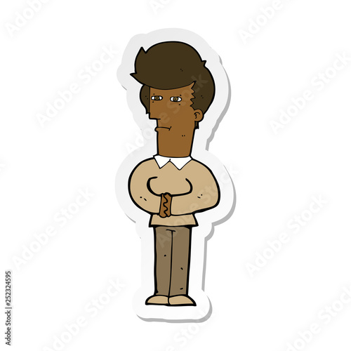 sticker of a cartoon man narrowing his eyes