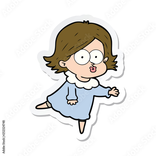 sticker of a cartoon girl pouting