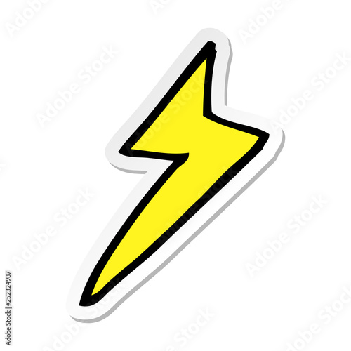 sticker of a cartoon lightning bolt symbol