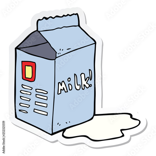 sticker of a cartoon milk carton