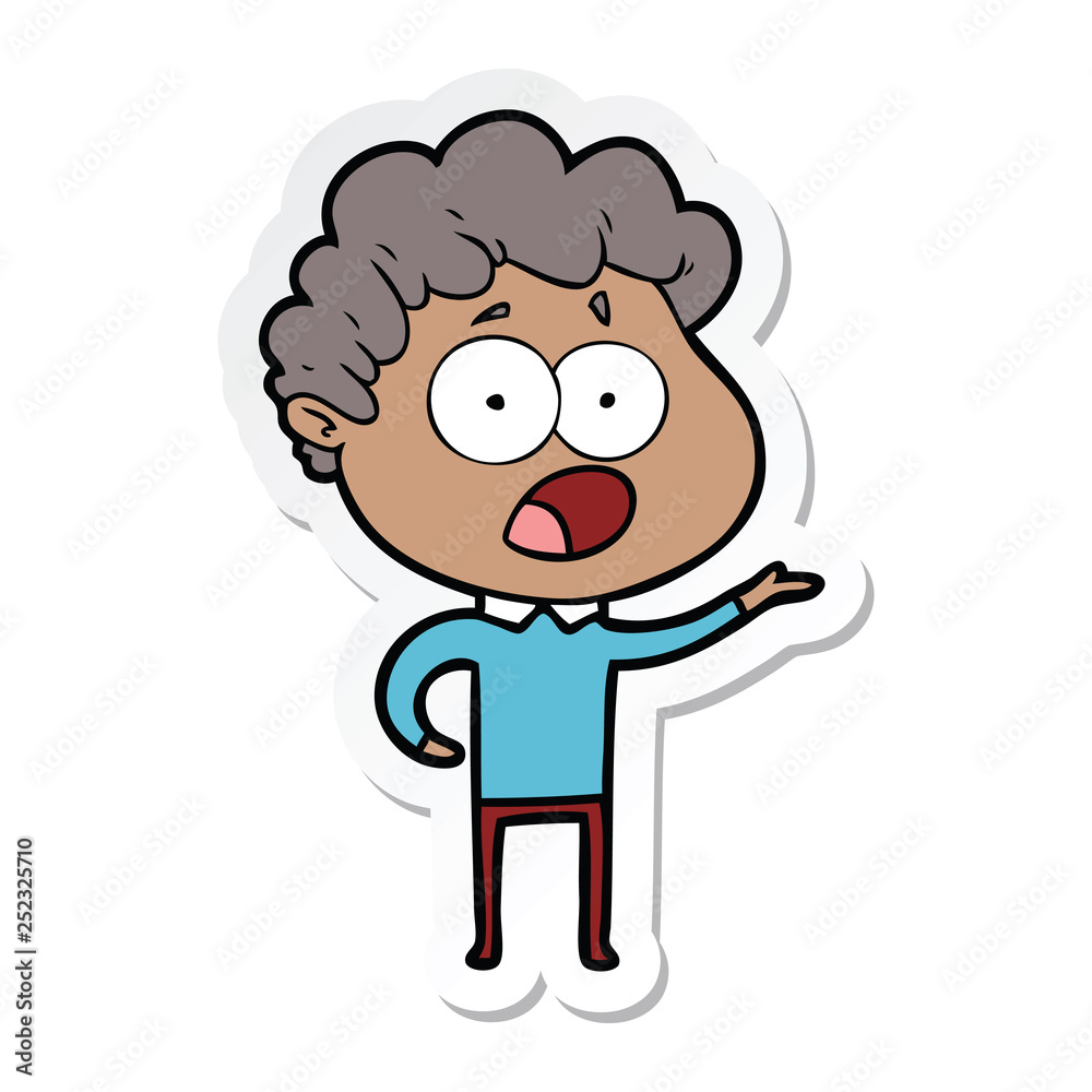 sticker of a cartoon man gasping in surprise sticker of a cartoon man gasping in surprise