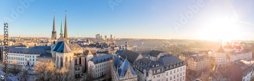 Aerial view of Luxembourg in winter morning photo