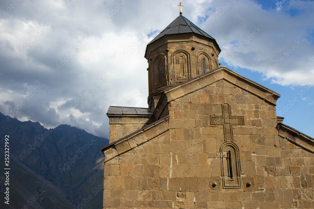 Gergeti church near mountain Kazbegi, Stepantsminda, Georgia 