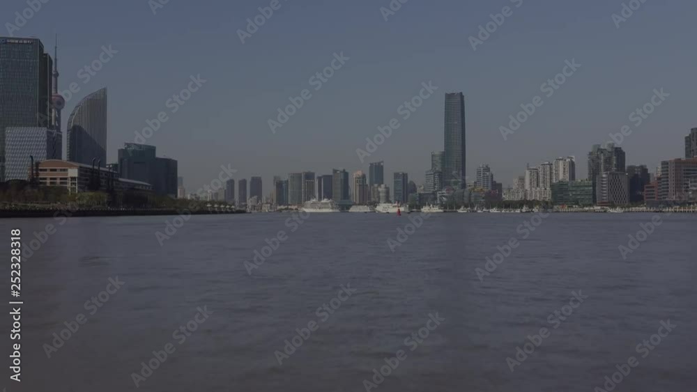 Shanghai China Aerial v91 Low flying path of Huangpu river heading southwest - October 2018 Shanghai China Aerial v91 Low flying path of Huangpu river heading southwest - October 2018