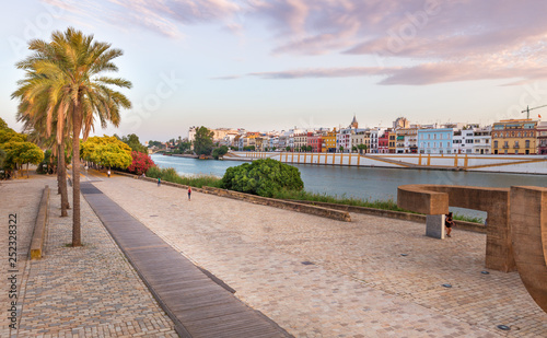 Sevilla in Spain, view of the fashionable promenade in the city