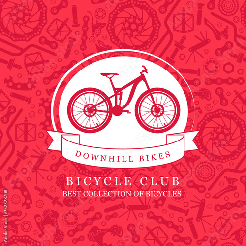 Bicycles. Seamless pattern of bicycle parts. Isolated vector image.