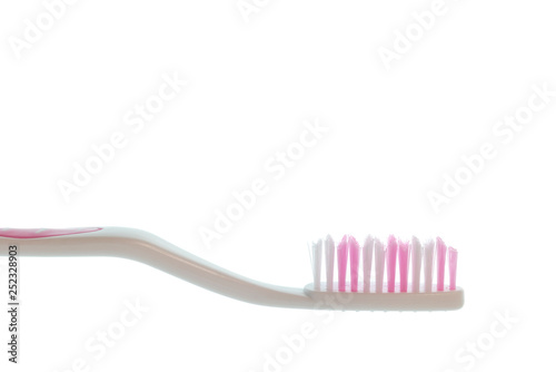 Close Up of Red Toothbrush Is Isolated On White.