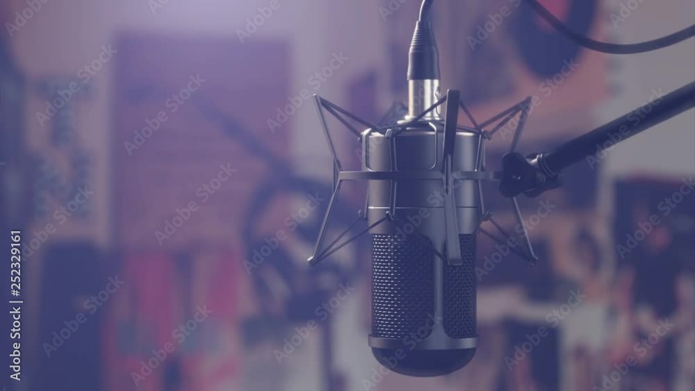 Studio microphone in record room Studio microphone in record room