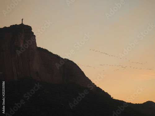 Sunrise view over Cristo Redentor, Rio de Janeiro, Brazil photo