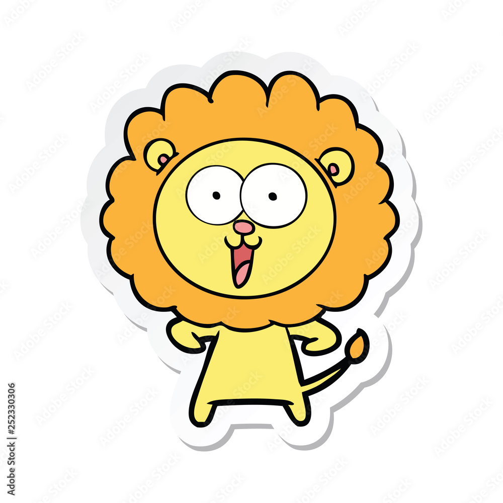 sticker of a happy cartoon lion sticker of a happy cartoon lion