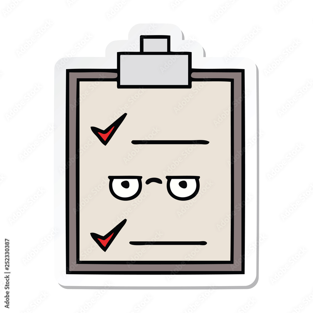 sticker of a cute cartoon check list sticker of a cute cartoon check list