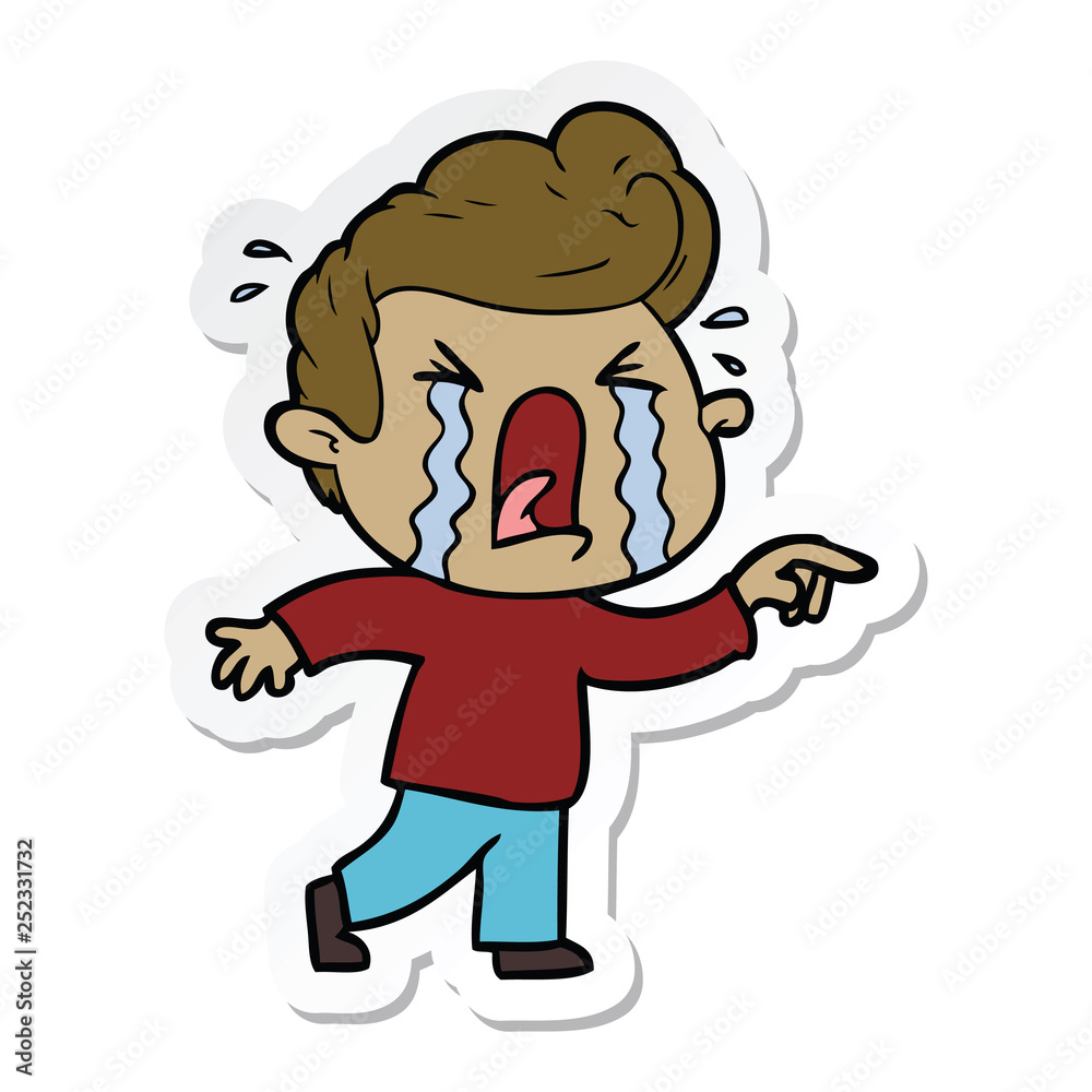 sticker of a cartoon crying man sticker of a cartoon crying man