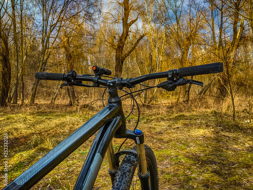 MTB bicycle on the trail in the spring season