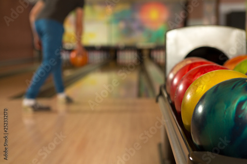 Man playing bowling alone at the club
