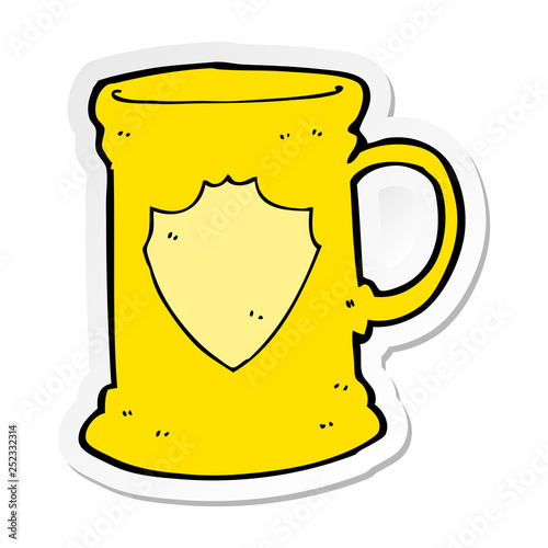 sticker of a cartoon old tankard