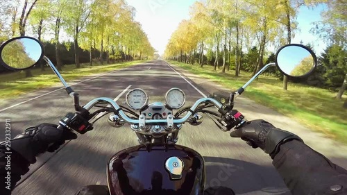 Amazing motorcycle riding on the beautiful road. Classic cruiser/chopper forever! 