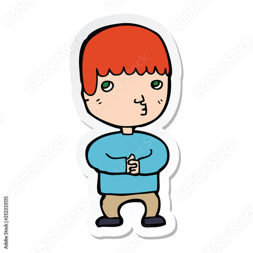 sticker of a cartoon man thinking