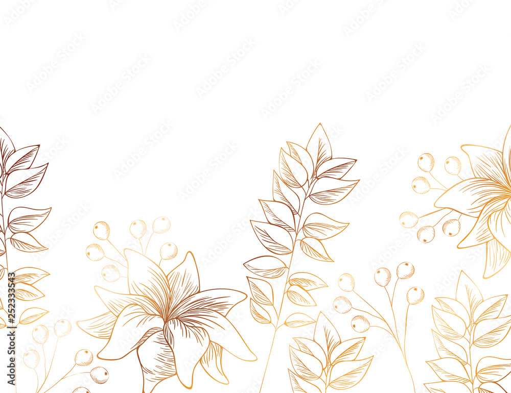 pattern flowers and leafs isolated icon pattern flowers and leafs isolated icon