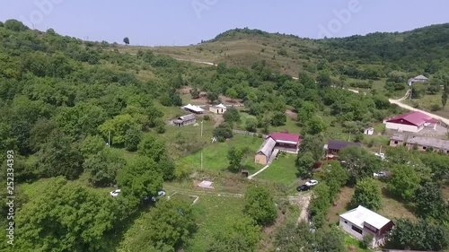 nature from a bird's flight and the village