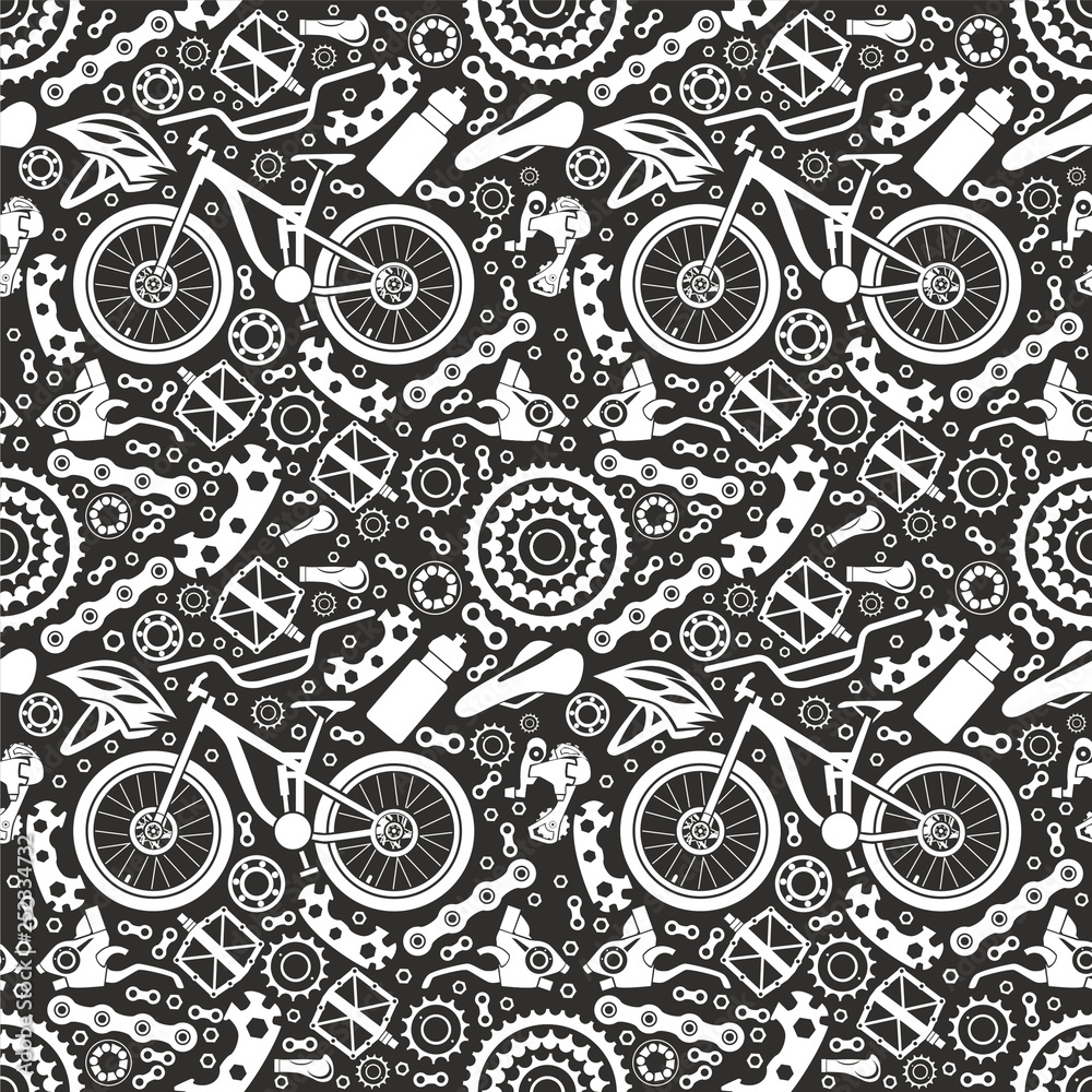 bicycles-seamless-pattern-of-bicycle-parts-isolated-vector-image
