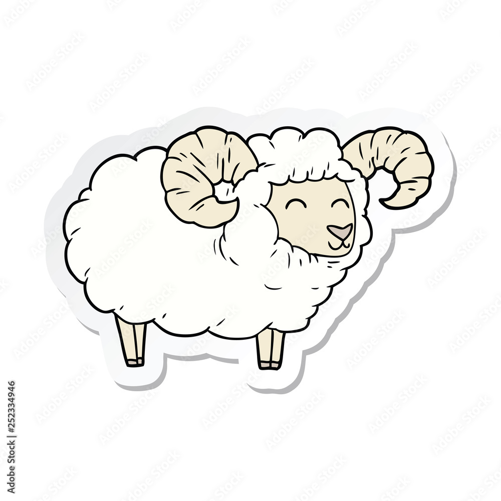 sticker of a cartoon ram sticker of a cartoon ram