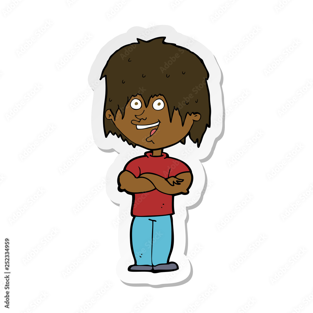 sticker of a cartoon happy man sticker of a cartoon happy man