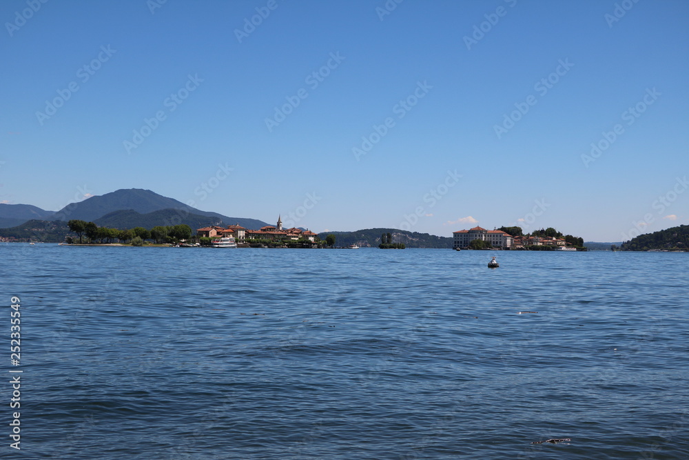 Holidays at Lake Maggiore view to the Borromean Islands, Piedmont Italy