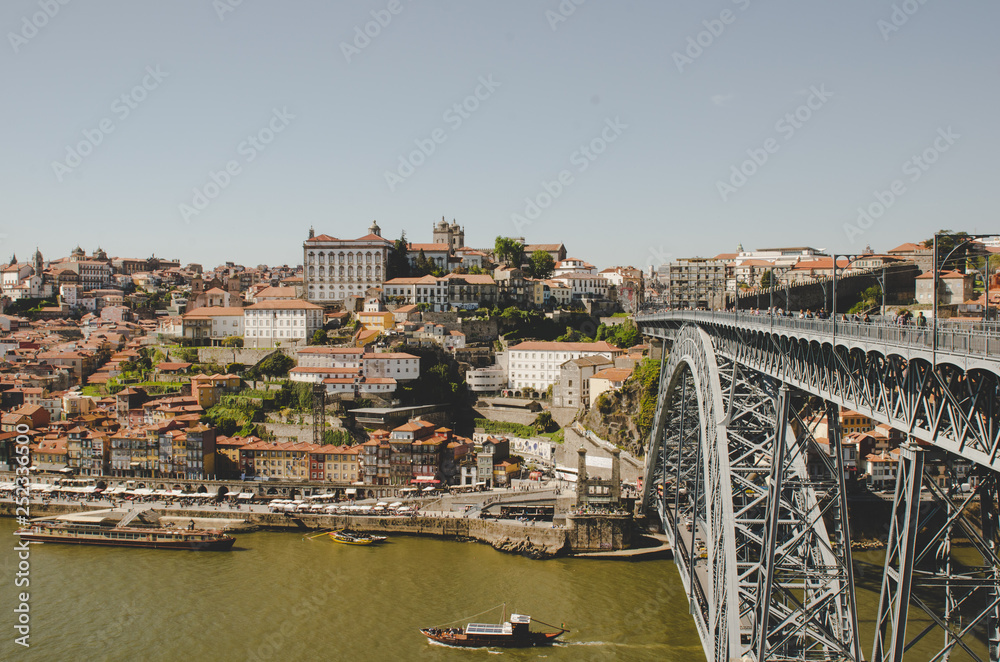 Porto cityscape with eiffel bridge