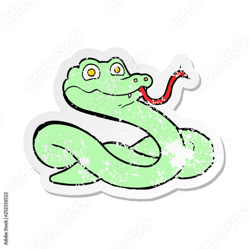 distressed sticker of a cartoon snake