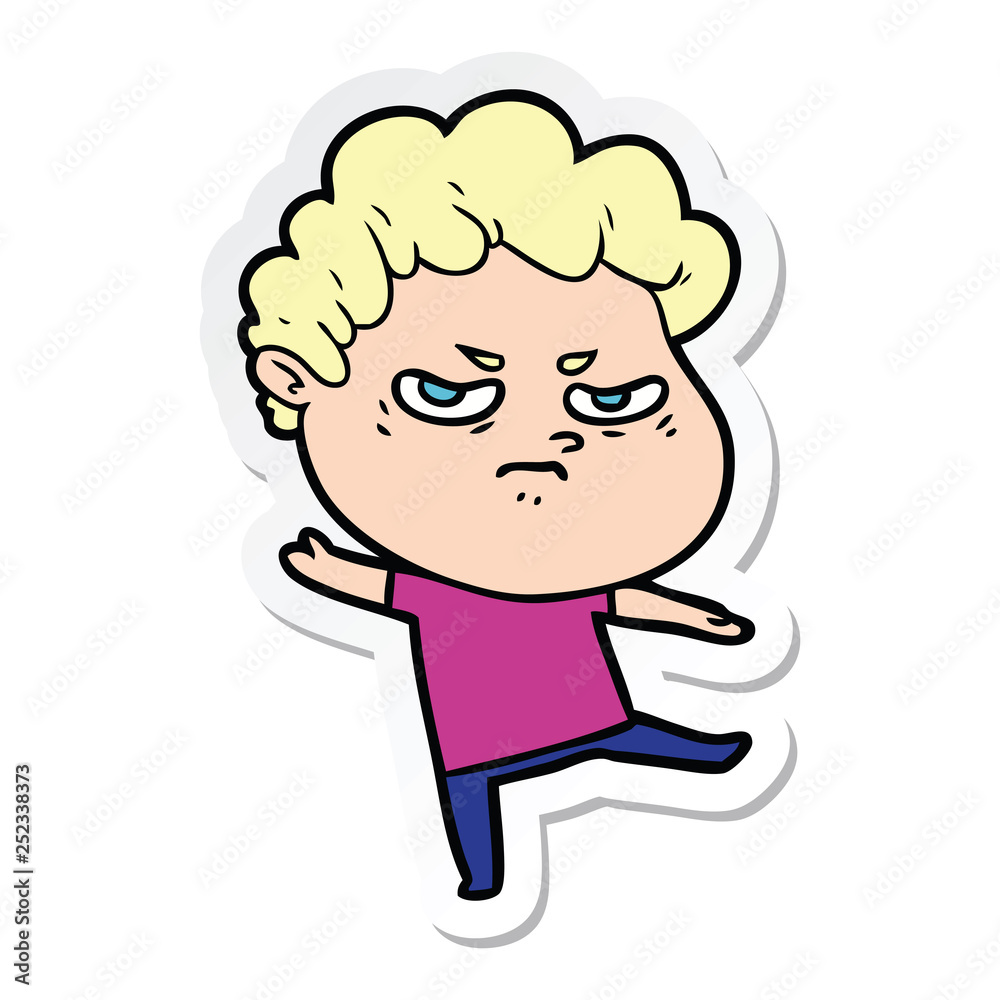 sticker of a cartoon angry man sticker of a cartoon angry man