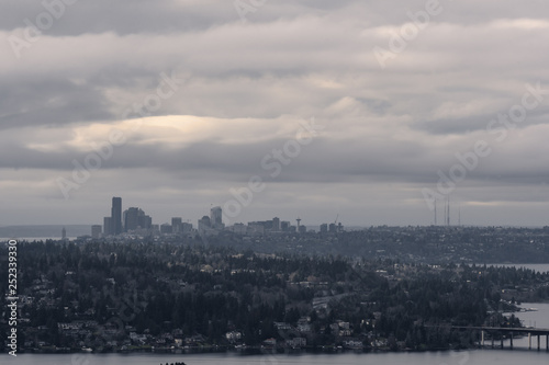 Long exposure of Seattle skyline after snowstorm in 2019 © Tabor Chichakly
