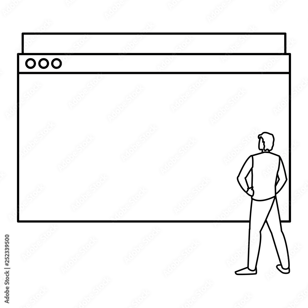 man using template webpage with pulse line man using template webpage with pulse line