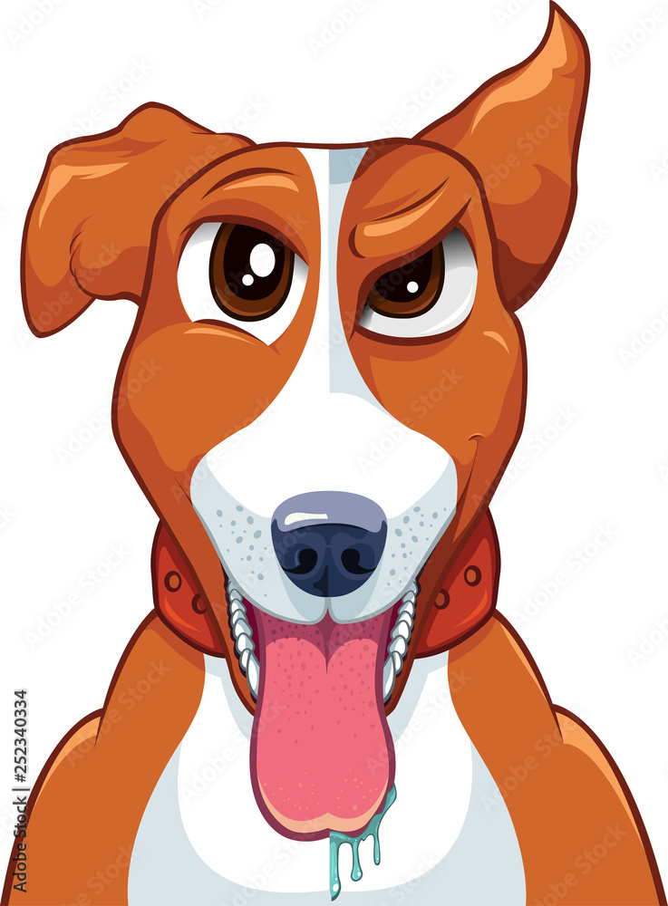 Ilustração estilo cartoon 2d de Dupla personalidade canina, Arte digital vetorial de cachorro caramelo duas caras. Bem e o mal num único animal