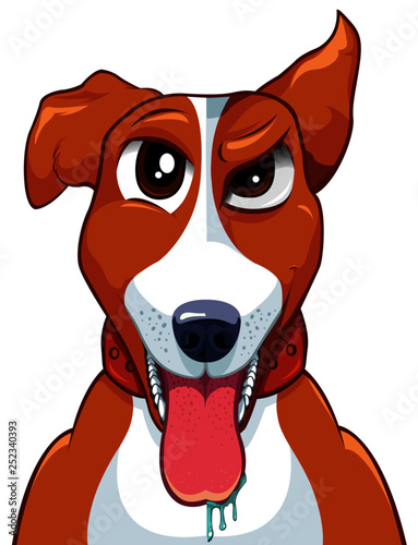 Ilustração estilo cartoon 2d de Dupla personalidade canina, Arte digital vetorial de cachorro caramelo duas caras. Bem e o mal num único animal