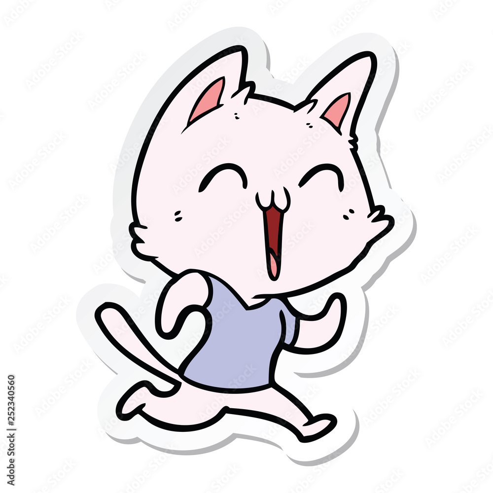 sticker of a happy cartoon cat sticker of a happy cartoon cat