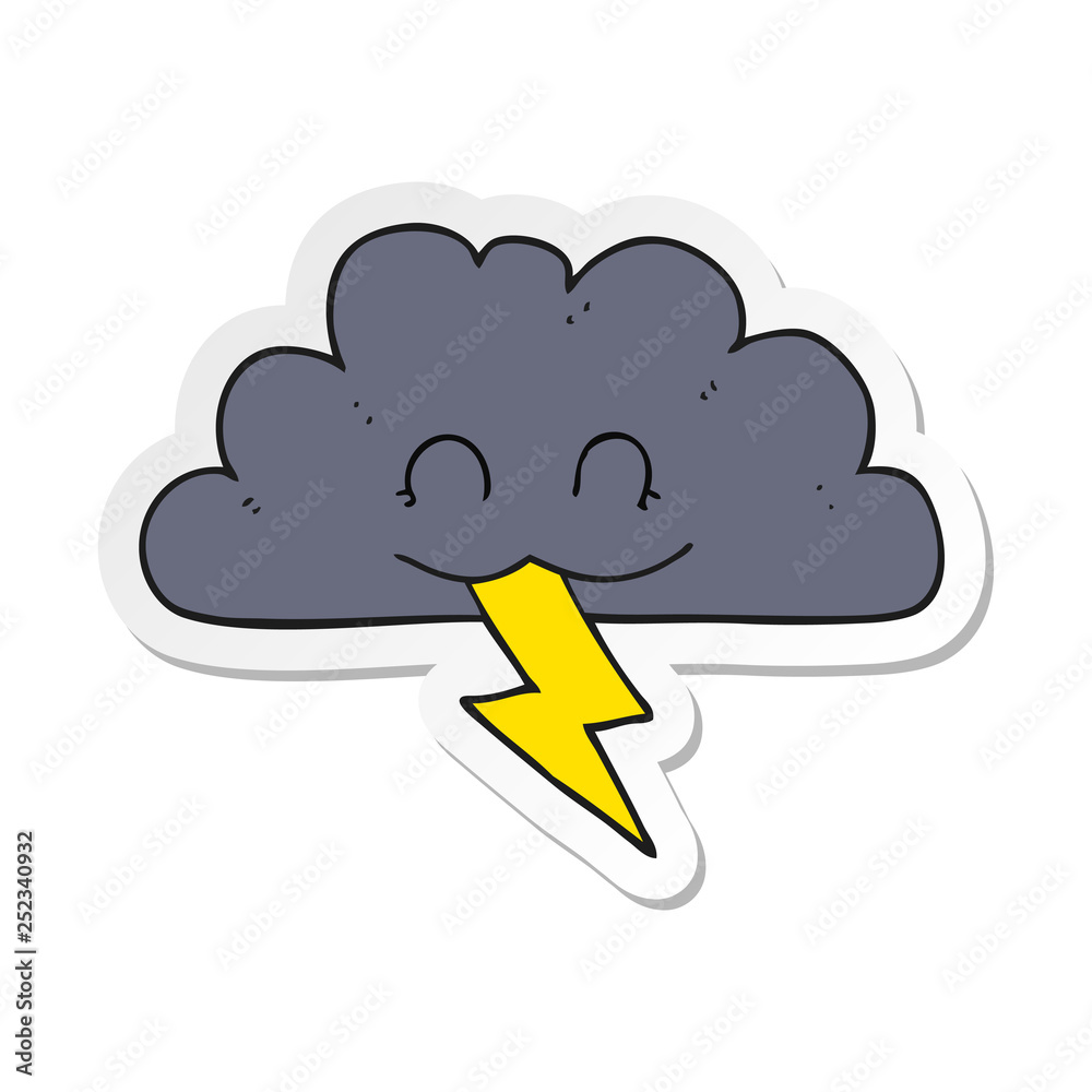 sticker of a cartoon storm cloud sticker of a cartoon storm cloud