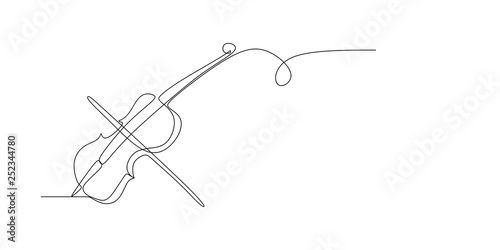 continuous line drawing of violin minimalist design