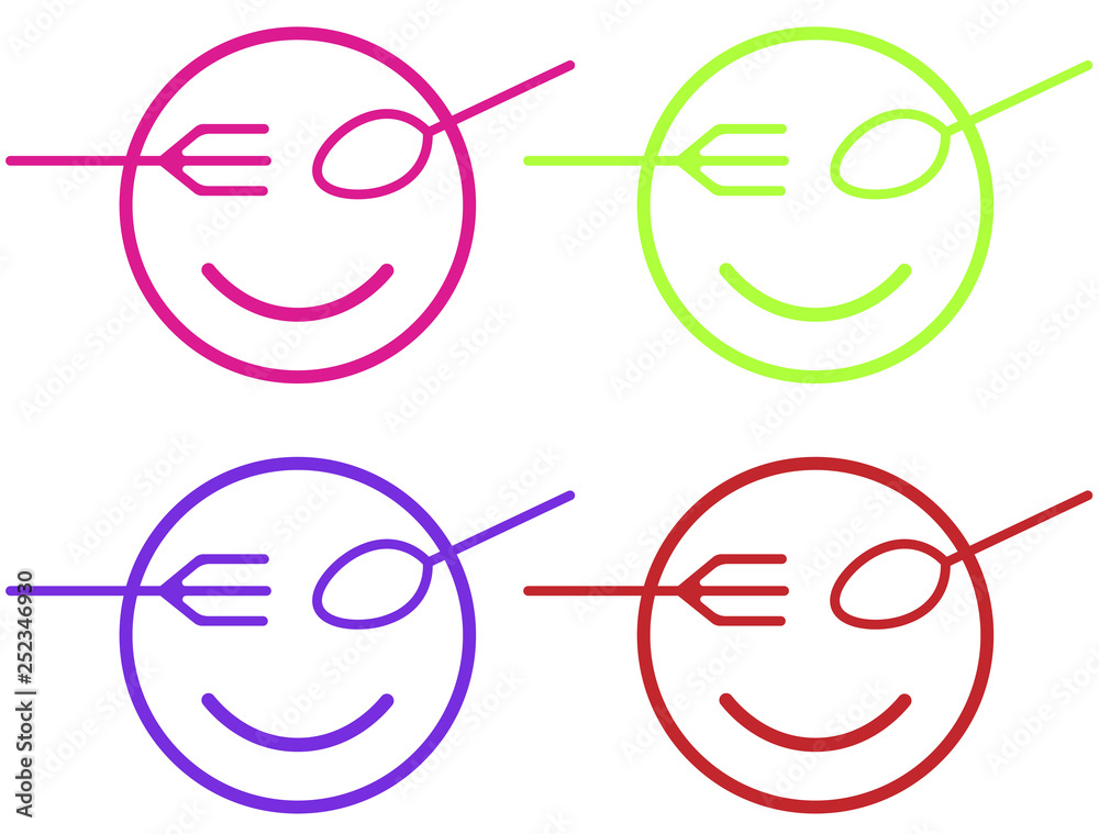 smiley from a plate of spoon and fork icon for food smiley from a plate of spoon and fork icon for food