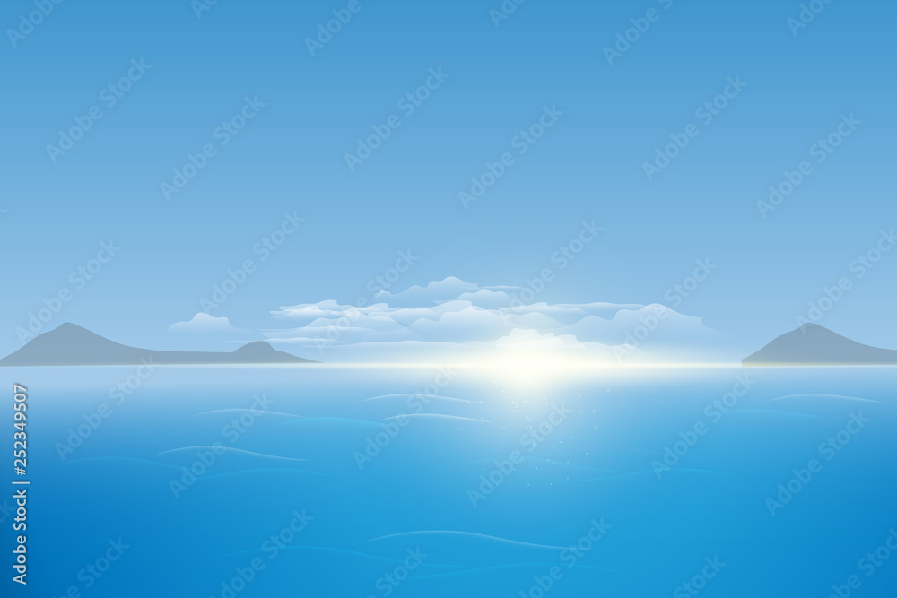  blue sea, sky background. vector illustration
