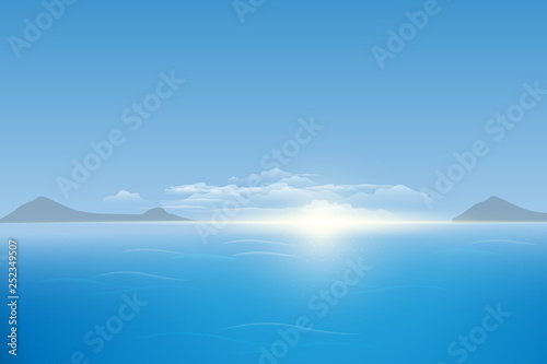  blue sea  sky background. vector illustration