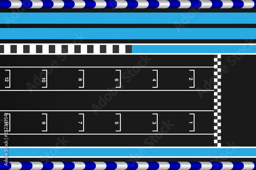 Grid race start line in a car track, Aerial top view of grid race start.vector illustration
