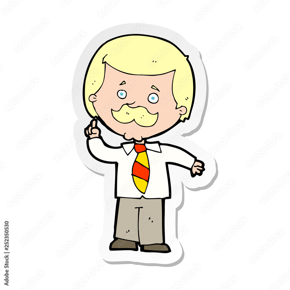 sticker of a cartoon newsreader man with idea sticker of a cartoon newsreader man with idea