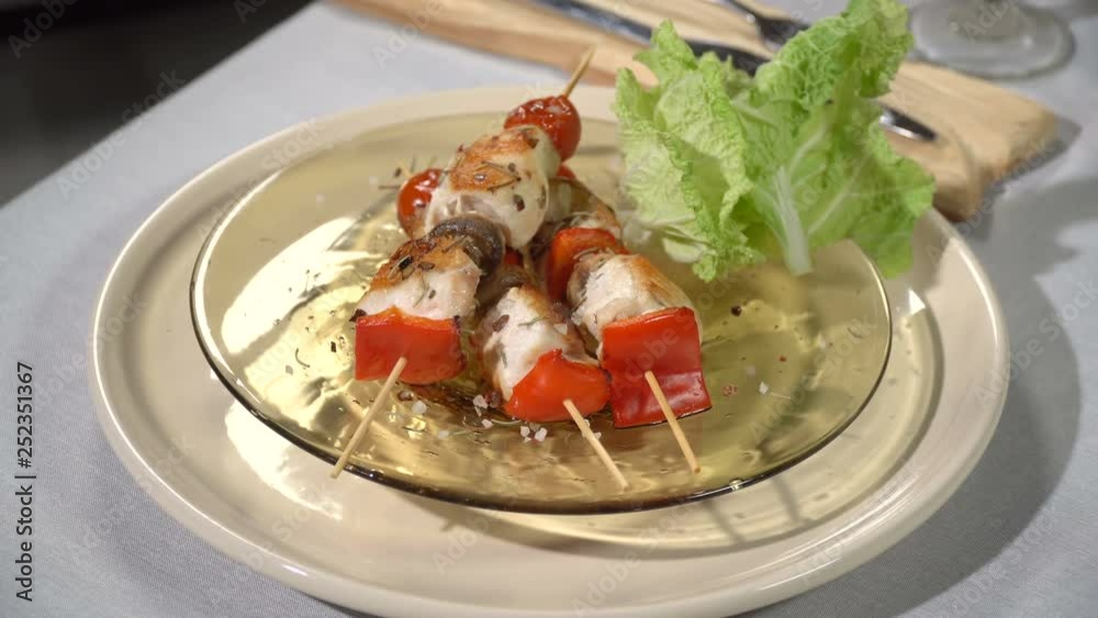 Chicken skewers on the table Chicken skewers on the table