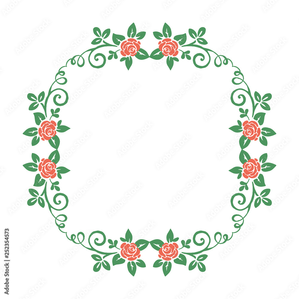 Vector illustration decoration frames flower pink leaf green hand drawn Vector illustration decoration frames flower pink leaf green hand drawn