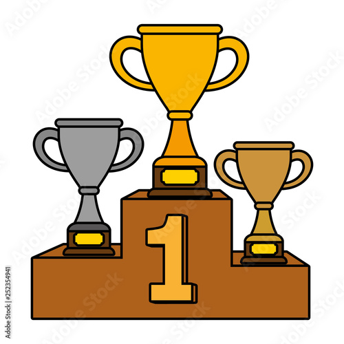 Trophy cups first second and third place