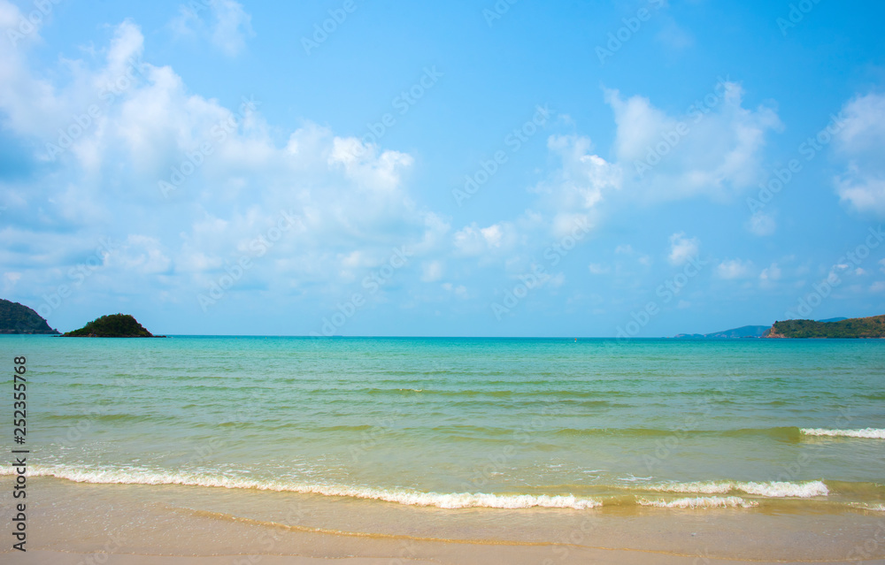 Fototapeta premium Wave & Sand beach background , holiday or relax in summer concept.